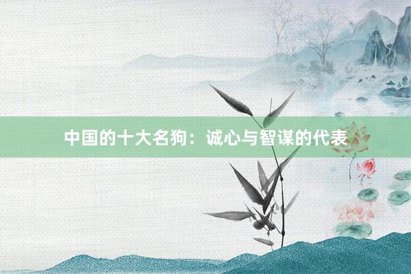 中国的十大名狗：诚心与智谋的代表